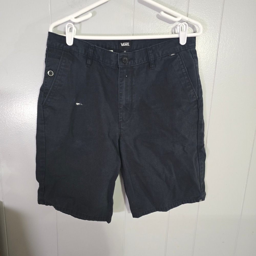 Vans Chino Shorts Mens 32 Black Skater Casual Distressed‎ 4033